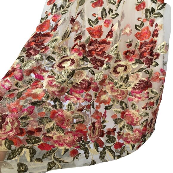 TRIXXI White Floral Embroidered Prom Party Maxi Skirt w Tulle Junior Sz 1 - Picture 5 of 16